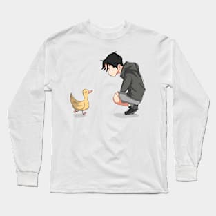 A Little Boy and a duck Long Sleeve T-Shirt